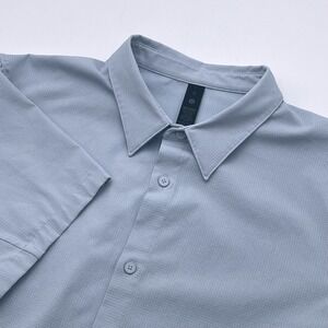 Lululemon Shirt Mens XL New Venture Short Sleeve Updated Slim Fit Blue LM3DK7S
